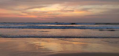Sri Lanka Ahungalla Beach Sunset Nature Landscape