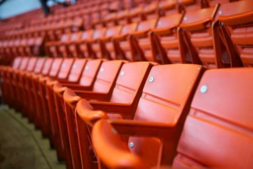 Stadium Seats Orange Event Empty Auditorium