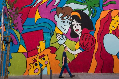 Street Art Love Graffiti Couple Mural Urban Man