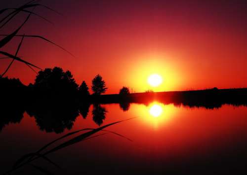 Sunset Lake Rest Abendstimmung Nature Reflection