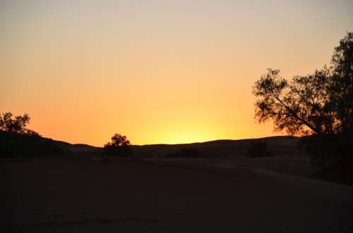Sunset Desert Landscape Sand Sky Nature Sun