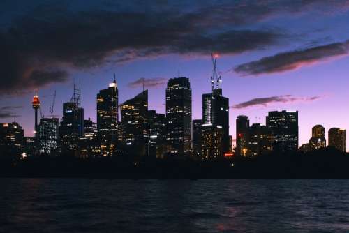 Sydney City Purple Pink Cityscape Building