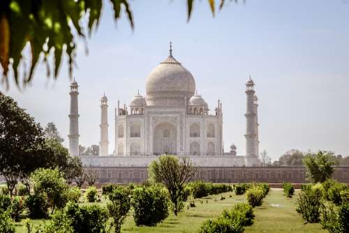 Taj Mahal India Monument Building Trees Travel