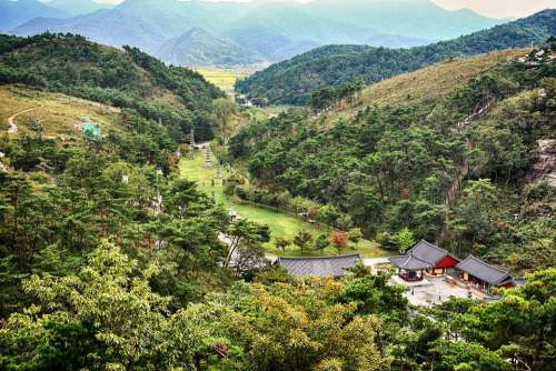 Temple Mountain Section Landscape Korea Tourism