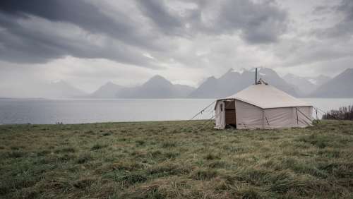 Tent Trip Tent Clouds Landscape Norway Sea