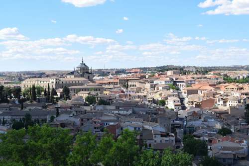 Toledo People Skyline Medieval Architecture Spain