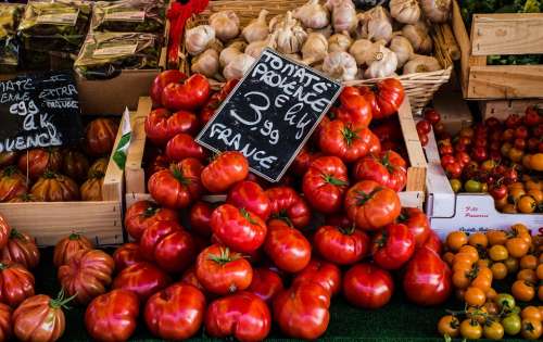 Tomatoes Garlic Greens Market Outdoor Vegetables