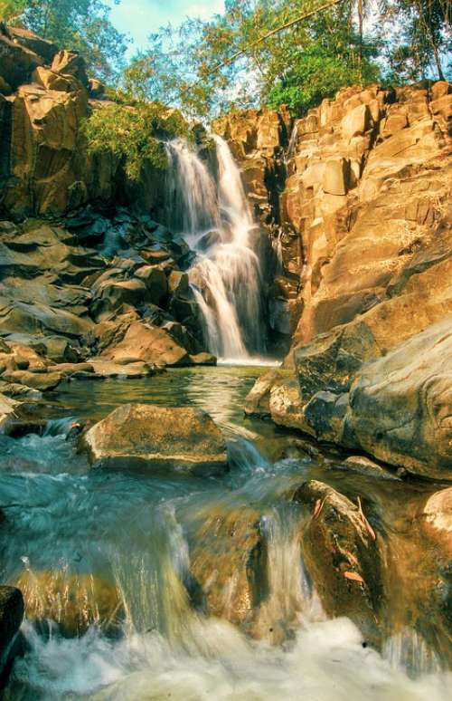 Waterfall Landscape Water Rock Rocks River Stream