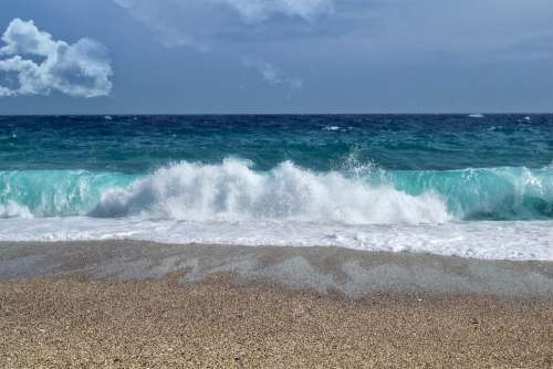 Wave Sea Beach Sand Blue Carboneras Almeria Sky