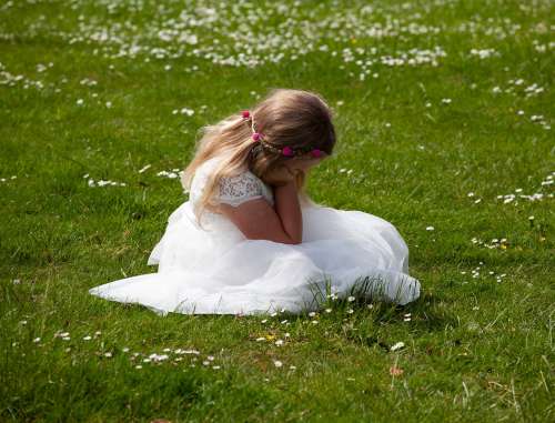 Wedding Bridesmaid Child Sad Sulking Cry Girl