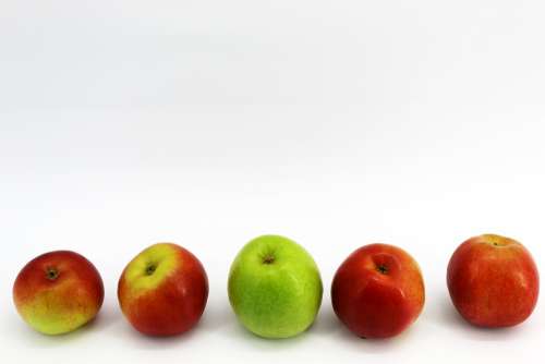 White Background Yellow Apples Four Fruits Black