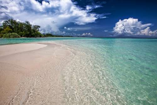 White Sand Beach Ripples Shallow Sea Turquoise