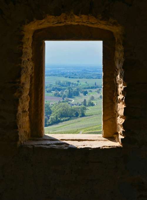 Window Landscape Distant View Masonry Green