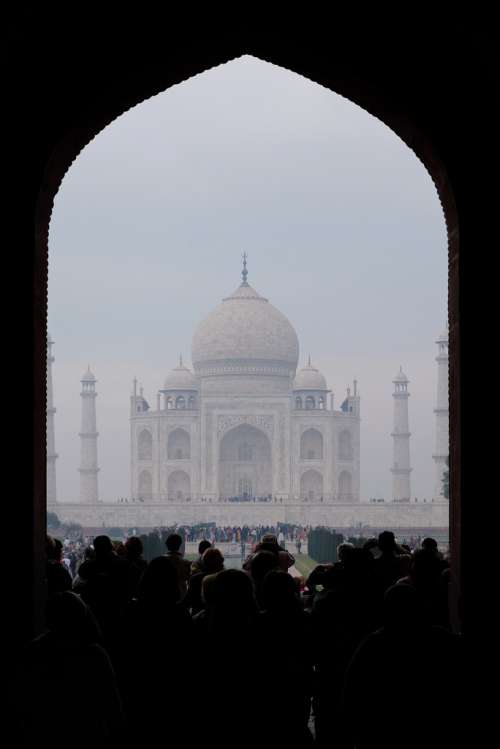 View From the Entrance of Taj Mahal on a Foggy Morning