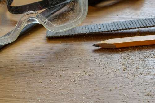 Carpentry Tools Covered In Sawdust Photo