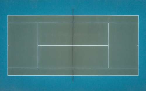 Emerald Green Tennis Court As Seen From Above By A Drone Photo