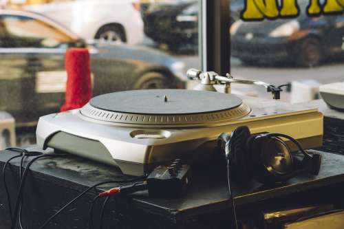 Turntable Sat In A Store Window Photo