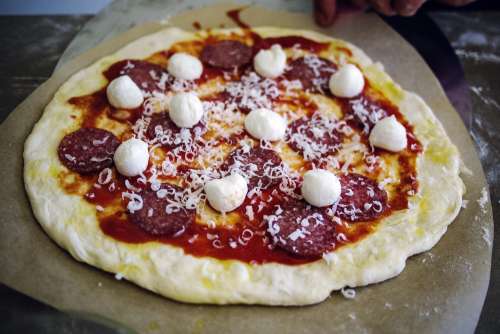 pizza home made italian pizza mozarella salami