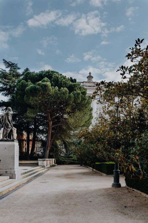 Royal Palace and Sabatini garden in Madrid, Spain