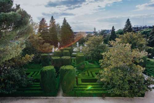 Royal Palace and Sabatini garden in Madrid, Spain
