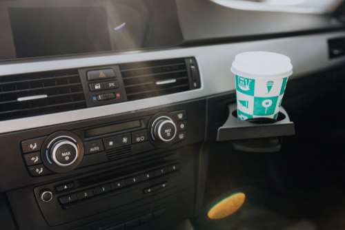 Car ventilation system and air conditioning with coffee in handle, BMW E91 320d