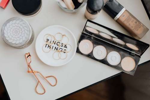 Makeup cosmetics, brushes and other essentials