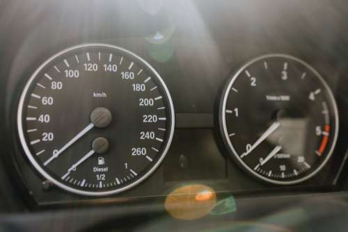 Modern car instrument panel dashboard with car dashboard. BMW E91 320d