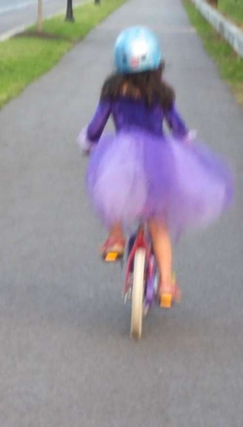 Little Girl Tutu Bicycle Girl on Bicycle Helmet