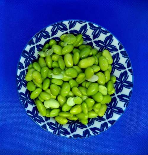 Edamame beans blue green bowl