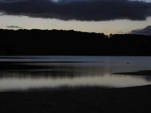 evening lake silhouette sunset water