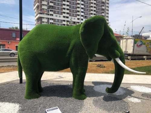 elephant sculpture grass topiary