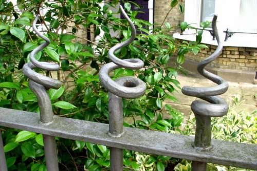 metal silver fence spiral corkscrew