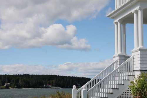 Maine Owls Head Light Clouds Sky Weather Porch