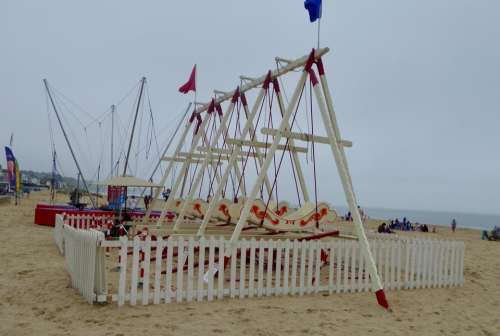 beach sand swings fairground children