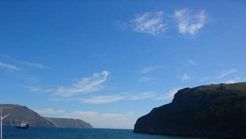 ferry water Lake Baikal Olkhon Island cliffs
