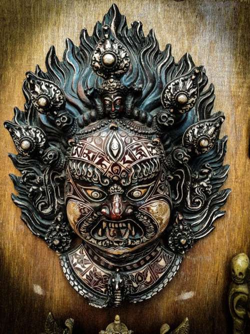 Nepal Asia carving face religion