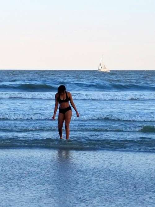 woman bikini beach ocean waves