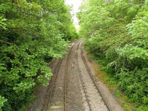 rural railway track trees countryside bend