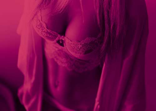 Woman in Lace Lingerie Violet Duotone Free Photo