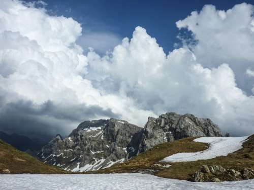 Alpine Mountain Snow Landscape Nature Austria