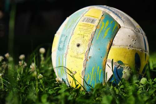 Ball Old Used Play Football Volleyball Grass