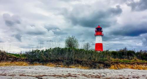 Baltic Sea Lighthouse Tower Clouds Beach Vacations