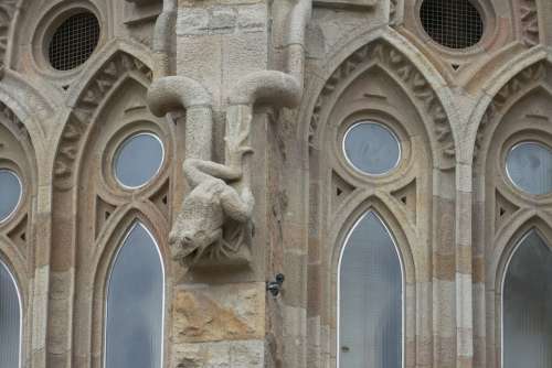 Barcelona Spain Church Sagrada Familia Fun Facade