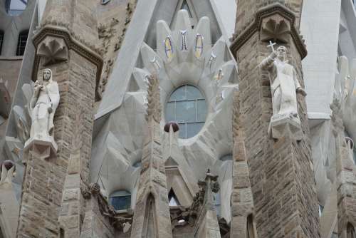 Barcelona Spain Church Sagrada Familia Fun Facade