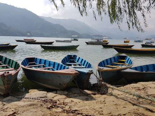 Boat Lake Idyll Nature Fishing Landscape Summer