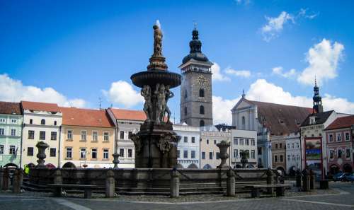 Budweis Czech Republic Fountain Old Town Square