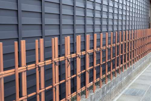 Building Outer Wall Japanese Style Wooden Fence