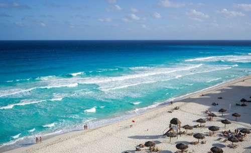 Cancun Mexico Beach Waves Tropical Travel Ocean