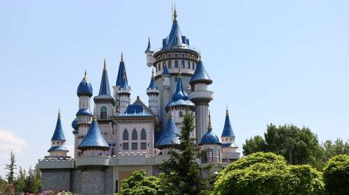 Castle Blue Fairy Tale White