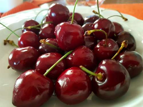 Cherries Fruit Cherry Red Ripe Fresh Delicious